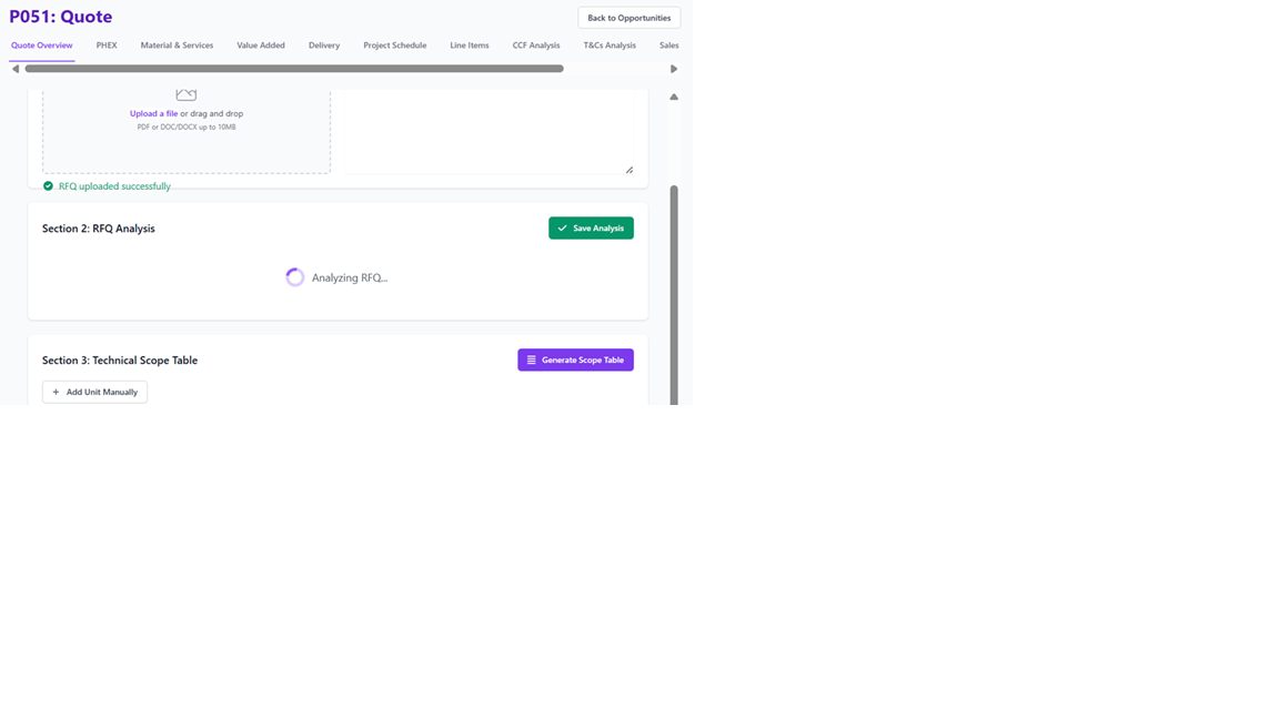 X Flow Quote Overview Interface